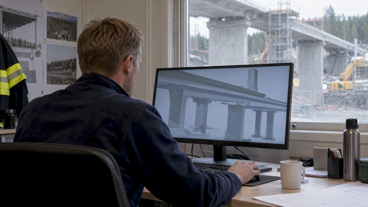 Estimator reviewing a structural BIM model