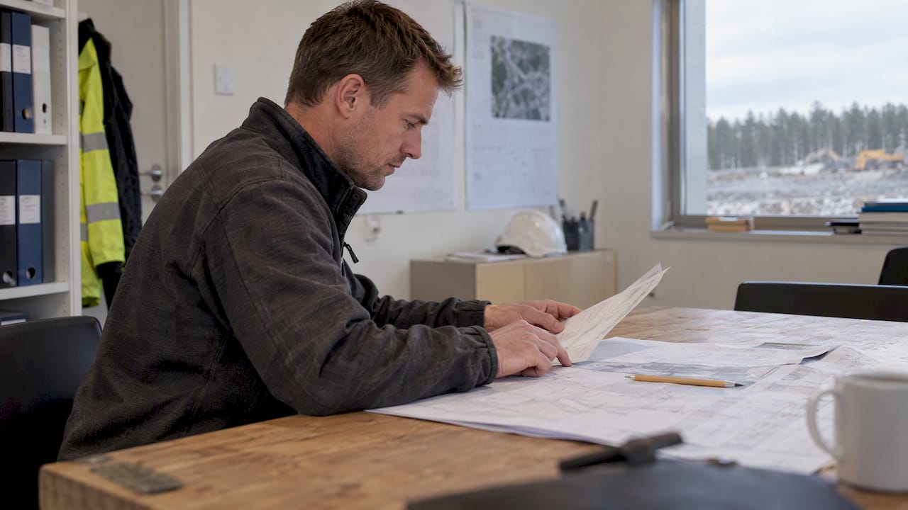 Project manager reviewing a construction change order