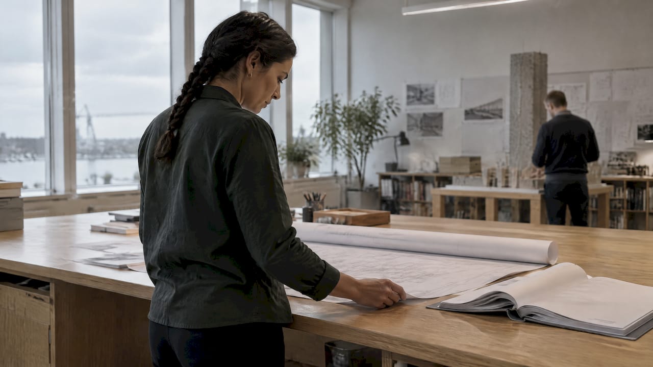 Engineer comparing structural drawing and tender documents
