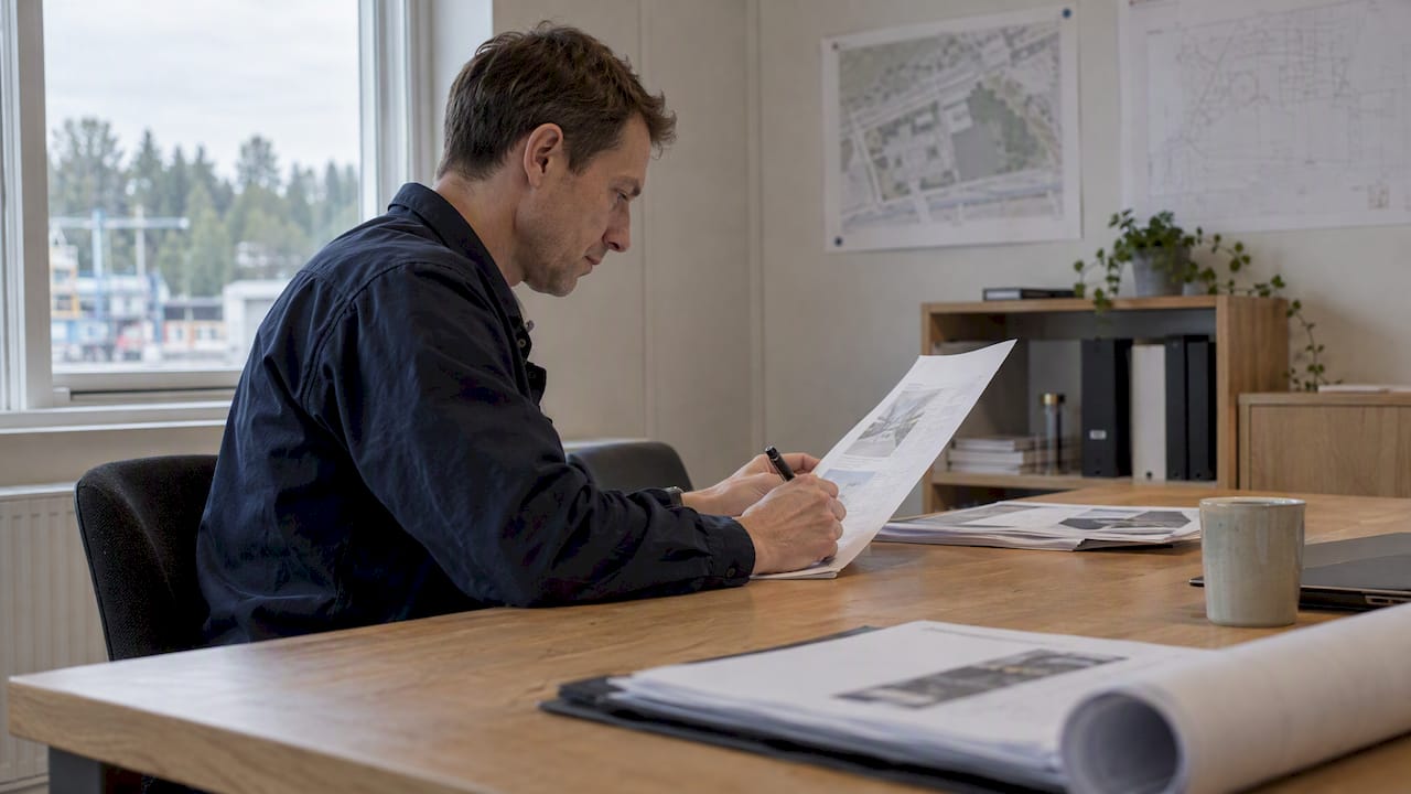 Reviewer checking a construction tender specification