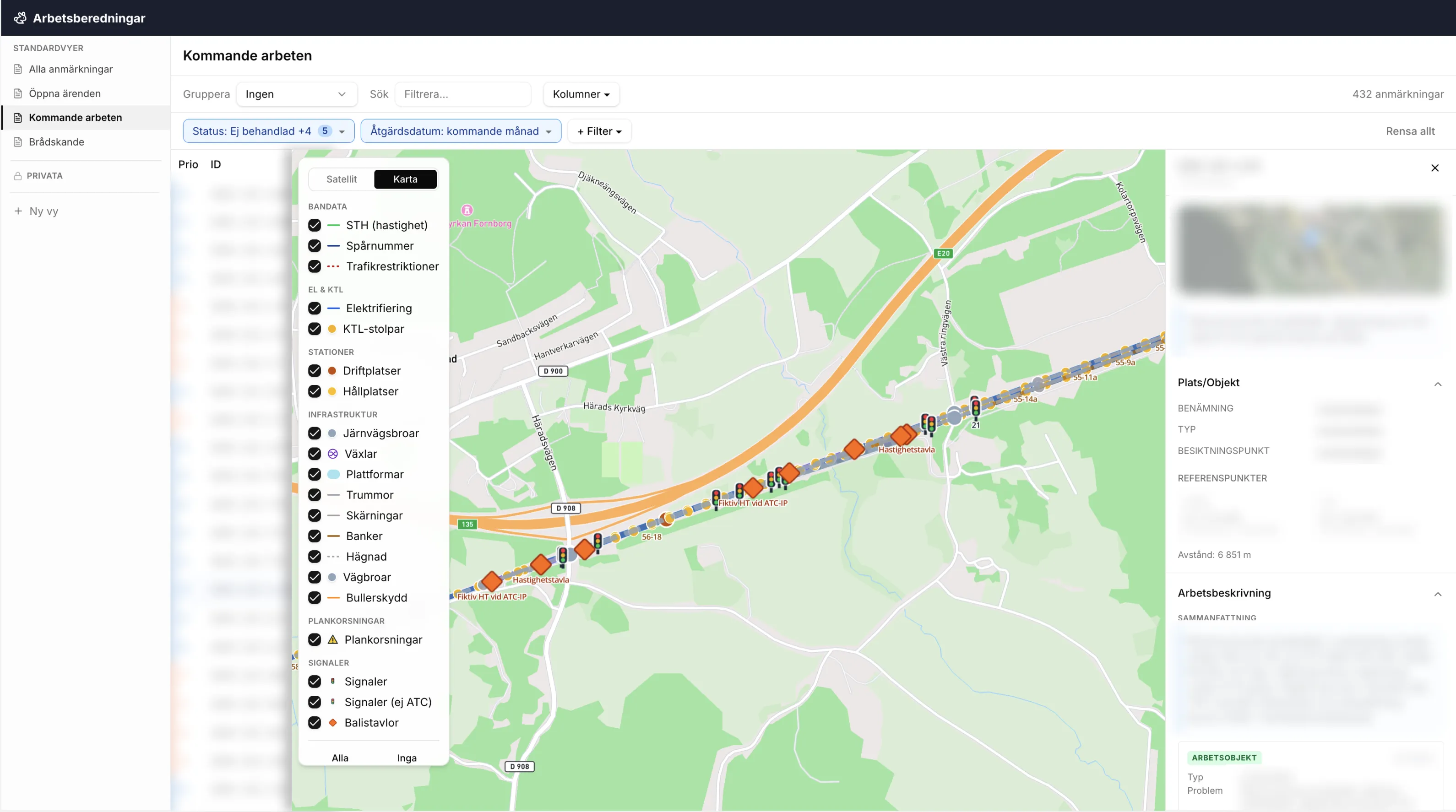 Interactive map showing railway infrastructure